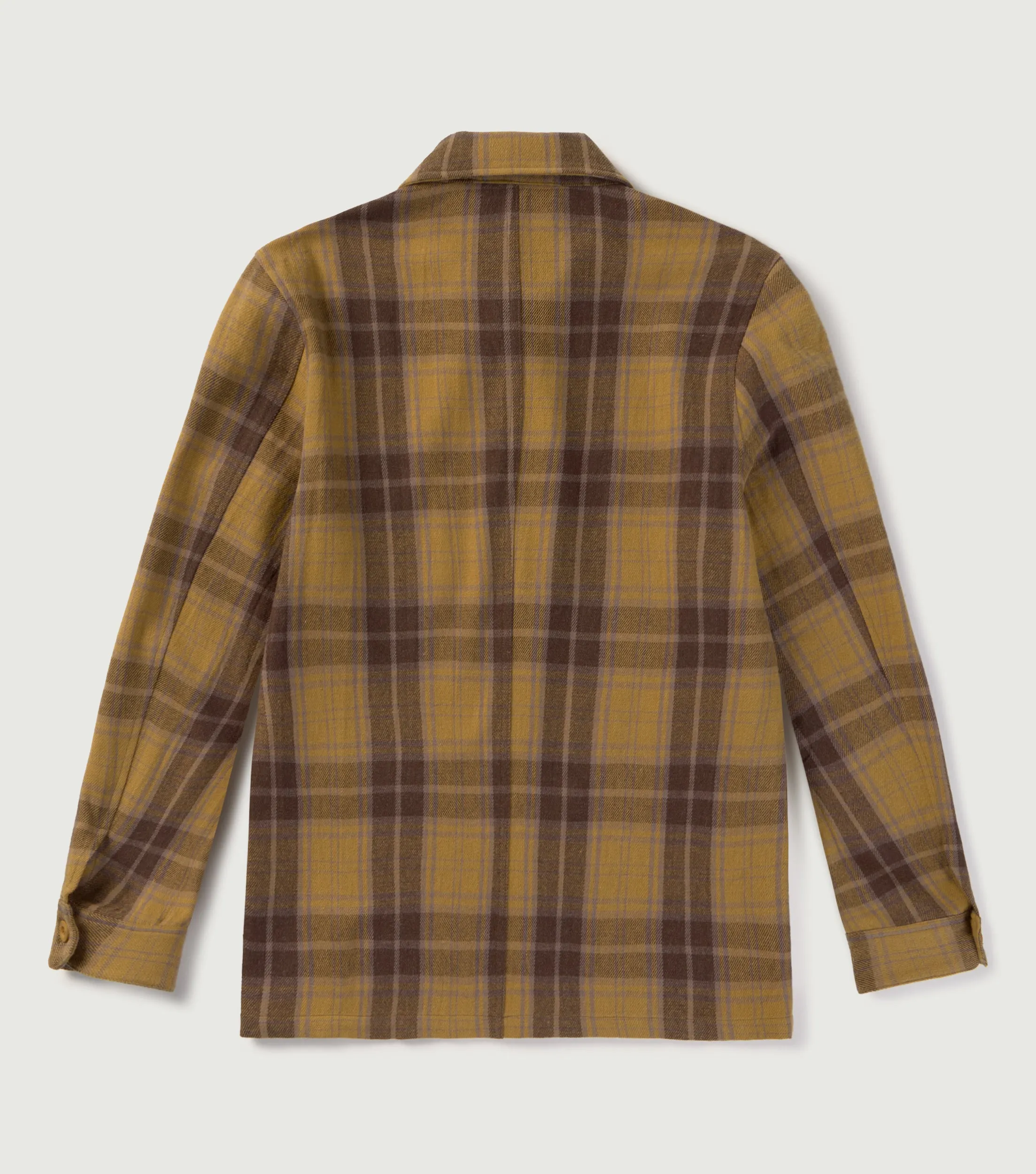 100% Wool Checked Worker Overshirt Ochre