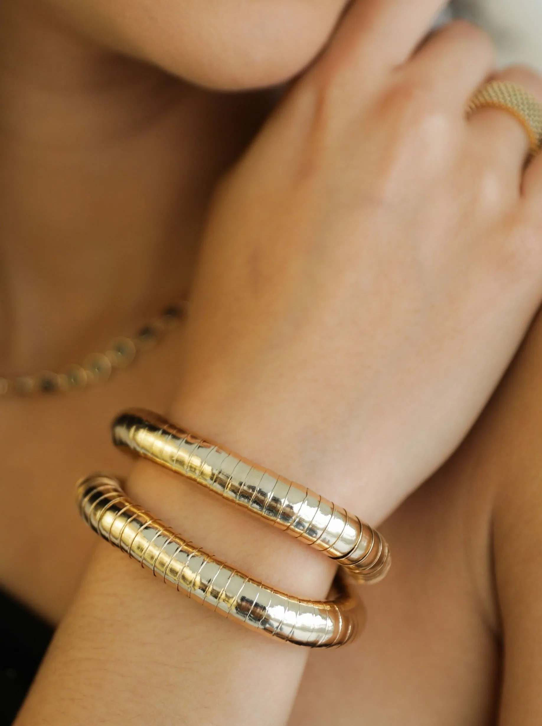 18k Liquid Gold Gold Plated Bracelet Set
