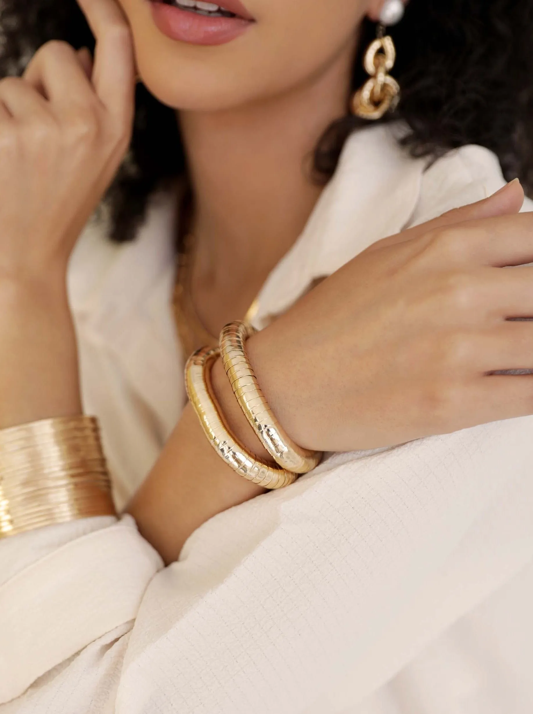 18k Liquid Gold Gold Plated Bracelet Set