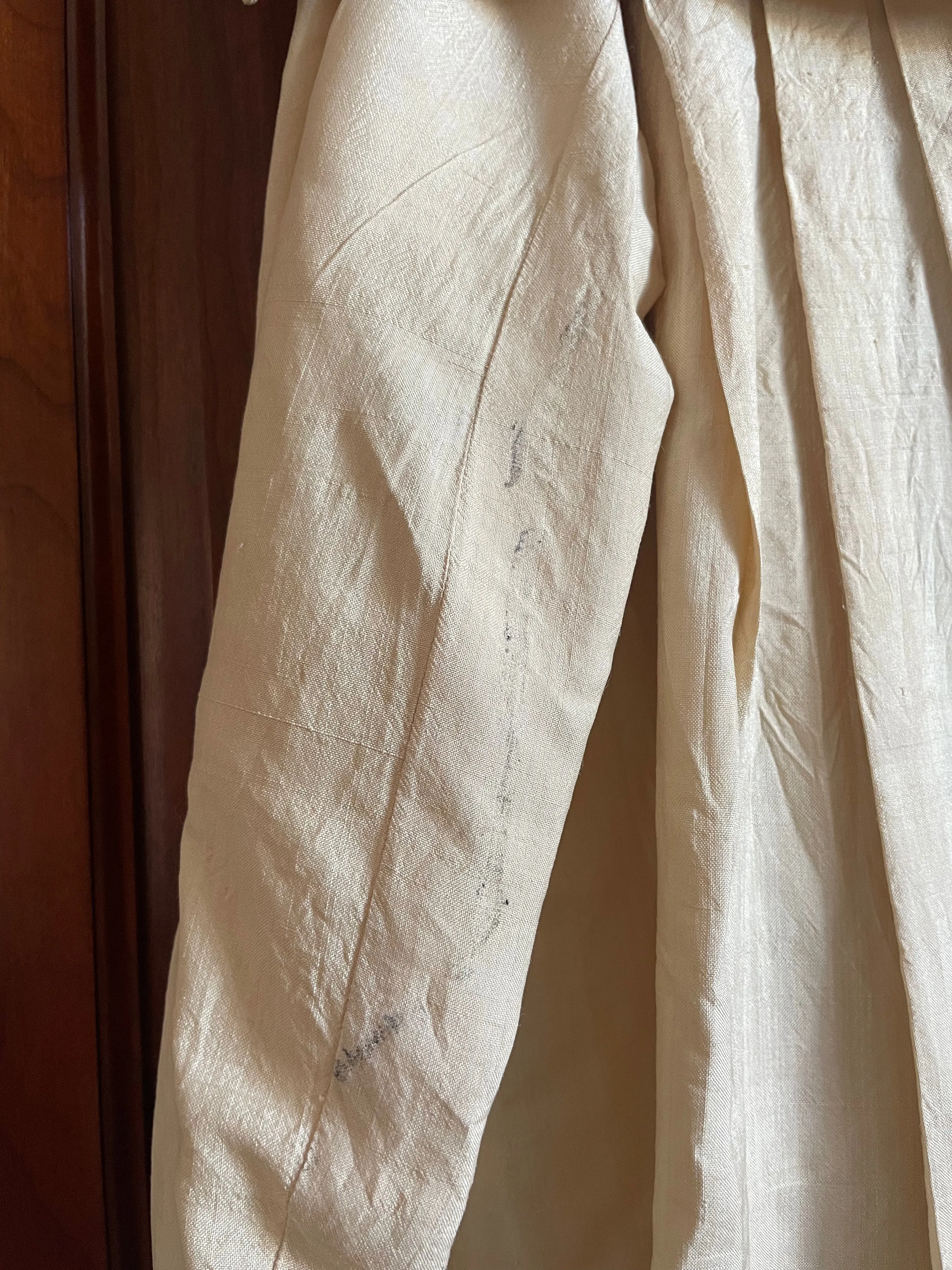 1920s Ecru Pongee Silk Sailor Collar Swing Style Smock Jacket W* MOP Buttons