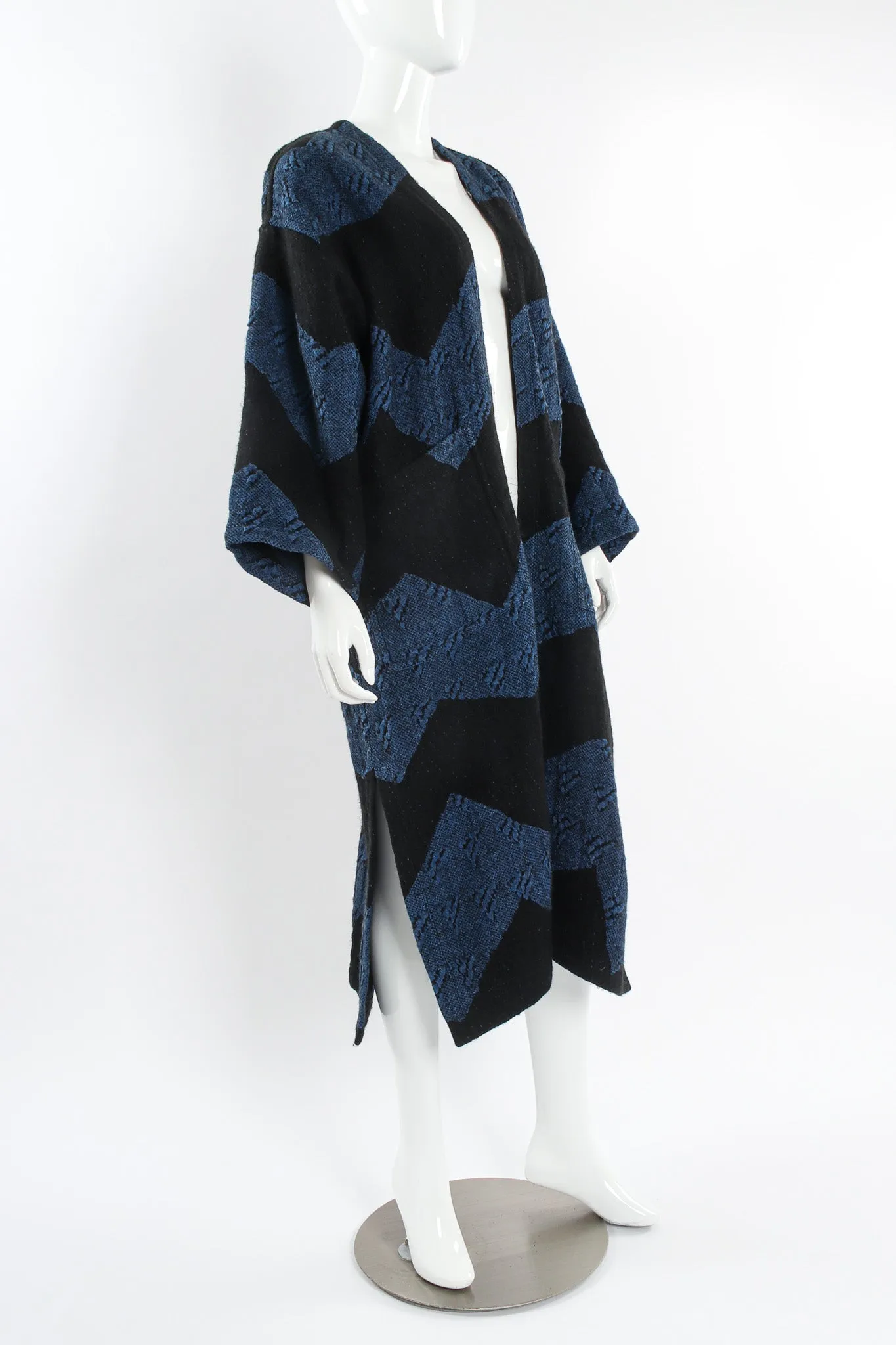 1980s Geo Stripe Textured Linen Duster