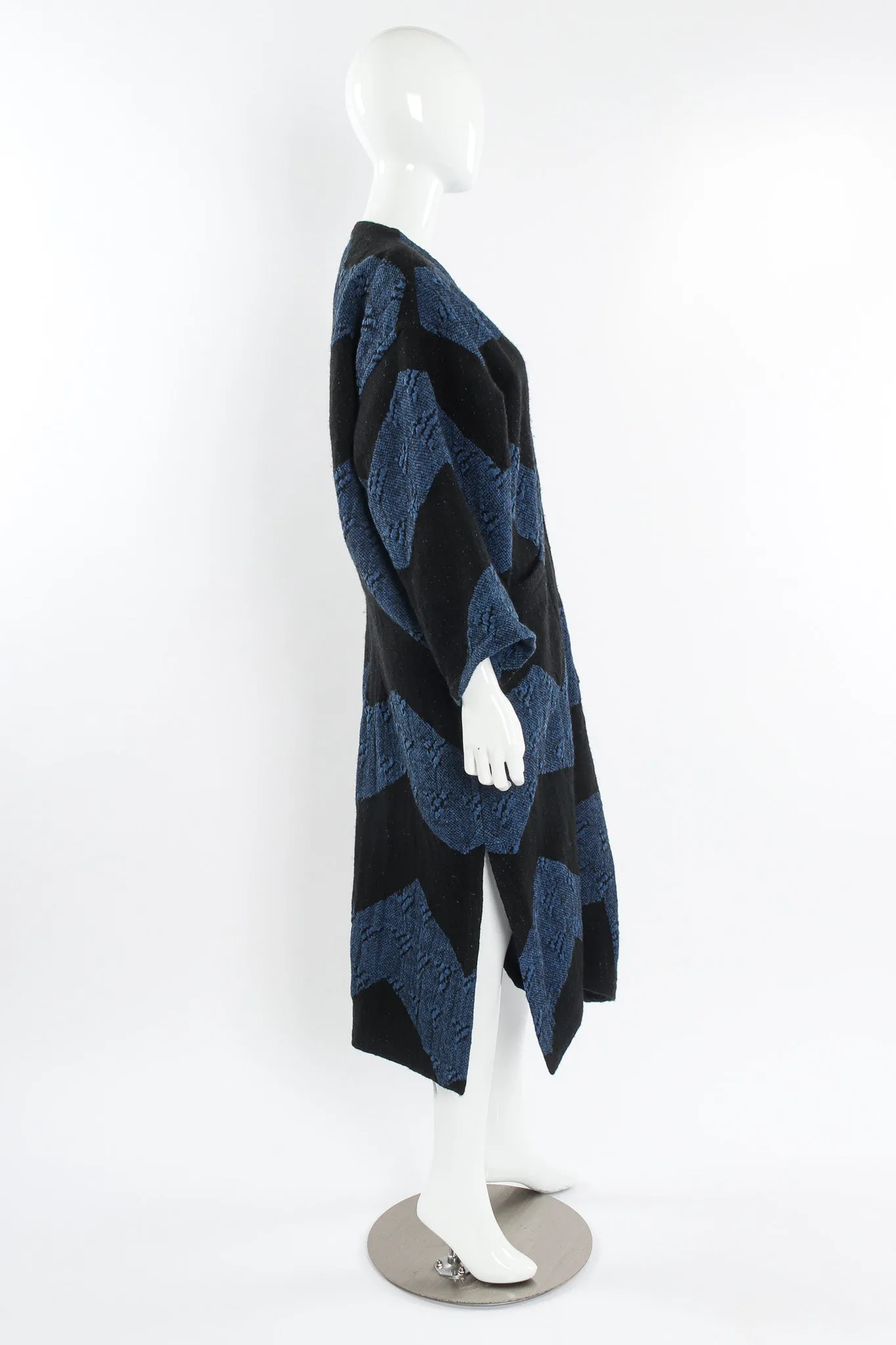 1980s Geo Stripe Textured Linen Duster