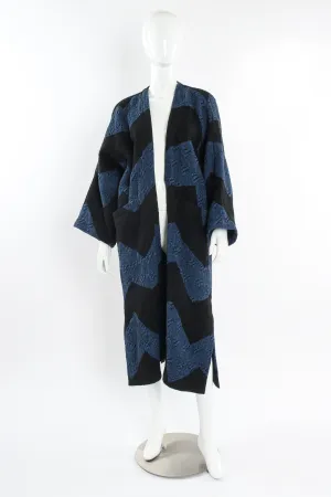 1980s Geo Stripe Textured Linen Duster