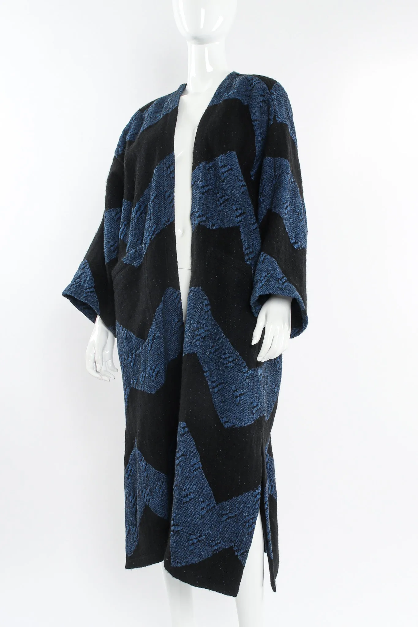 1980s Geo Stripe Textured Linen Duster