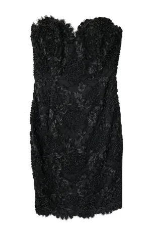 1980s Isabelle Allard Paris Strapless Ribbon Lace Dress & Cropped Jacket