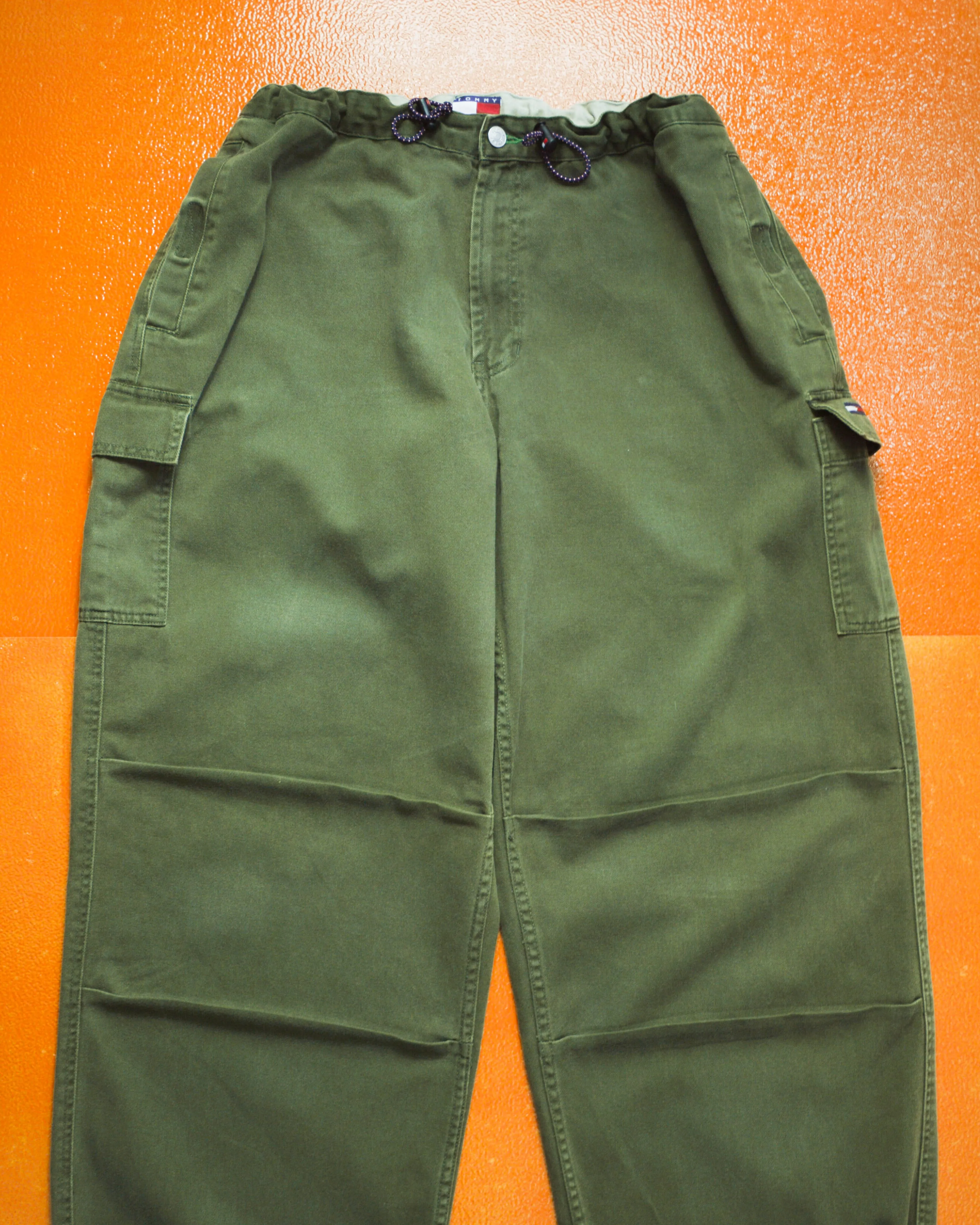 1999 Washed Green Military Style Wide Cargo Pants  (32~36)