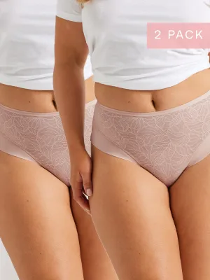 2 Pack Sleek & Smooth Lace Mid Rise