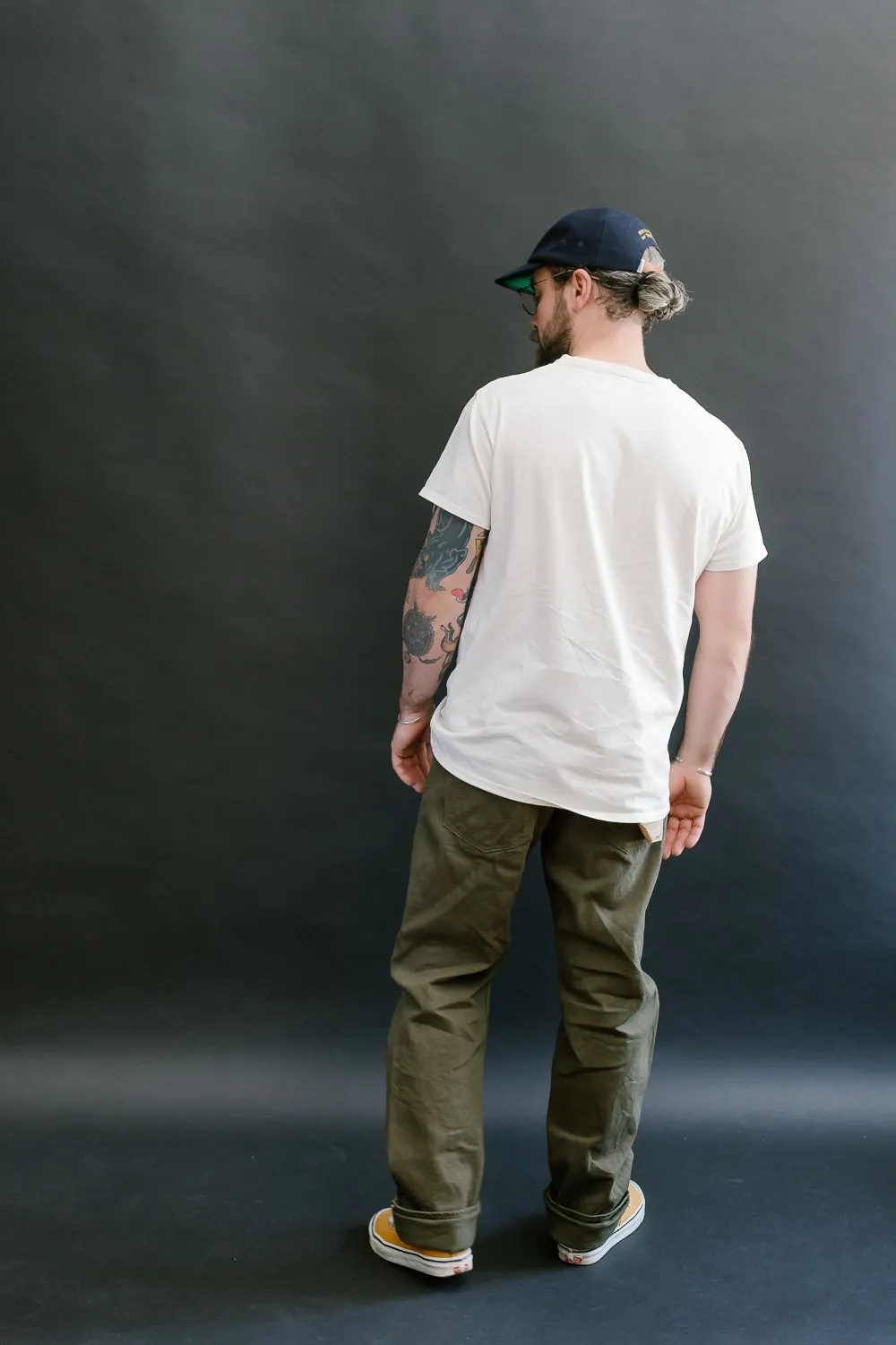 246-OLOL - 12oz "Tate Yoko" Yarn Dyed Olive Trouser  - Neat Straight