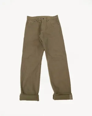 246-OLOL - 12oz "Tate Yoko" Yarn Dyed Olive Trouser  - Neat Straight