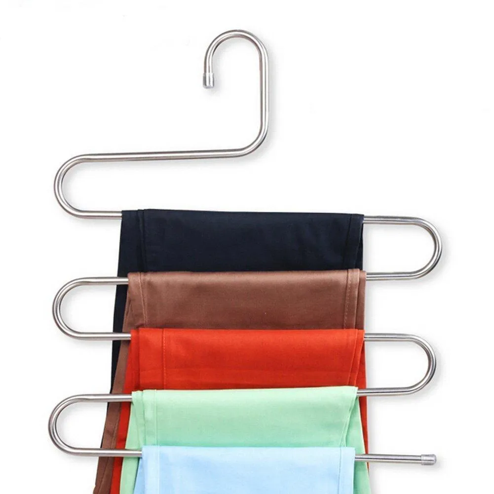 5 Layers Stainless Steel S-type Storage Space Saver Storage Rack Trousers Hanger