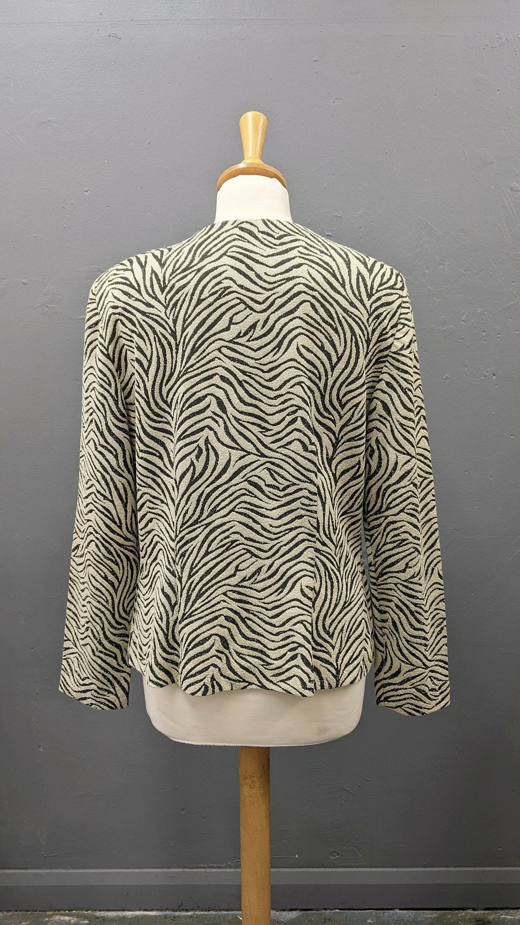 80s Animal Stripes Jacket by Leslie Fay, Lightweight Summer Office Wear, Size Medium