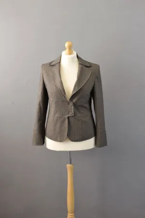 90s Tailored Herringbone Jacket, Avant Garde Steampunk Blazer, Size Medium