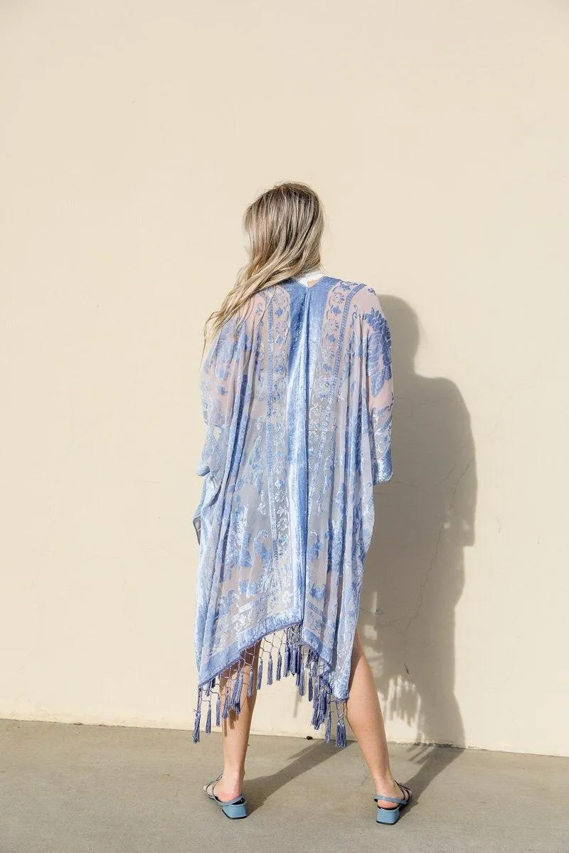 A Velvet Mesh Tapestry Kimono - 4 colors