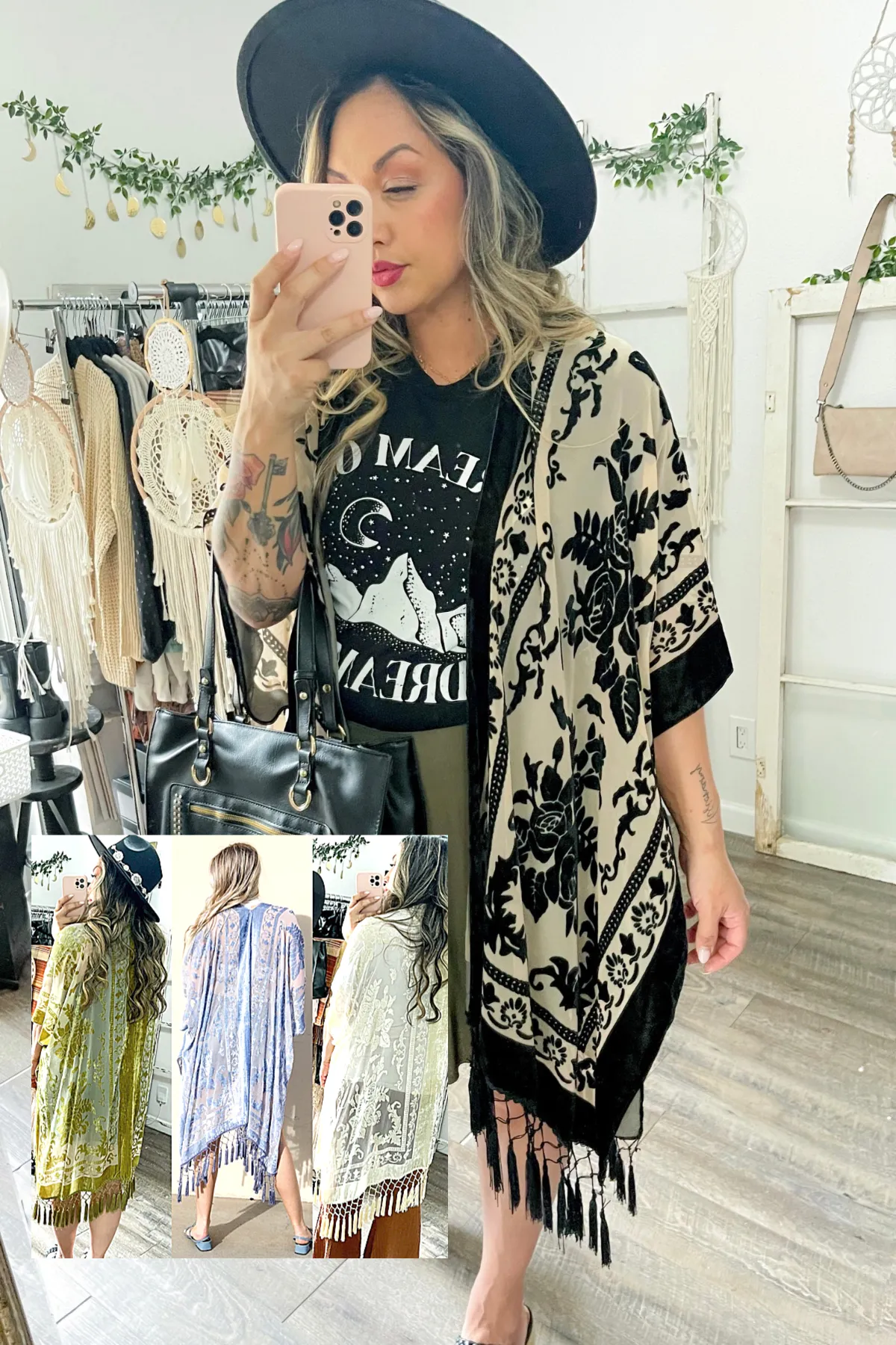 A Velvet Mesh Tapestry Kimono - 4 colors