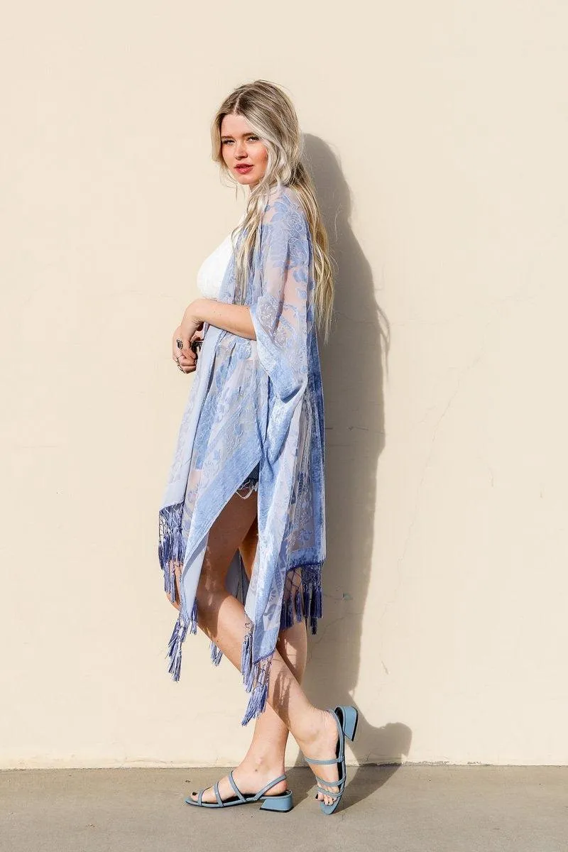 A Velvet Mesh Tapestry Kimono - 4 colors