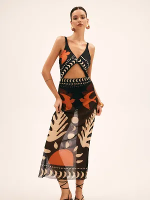 Abstract Cut-Out Mesh Dress | Black | Bold Statement | Sheer Mesh