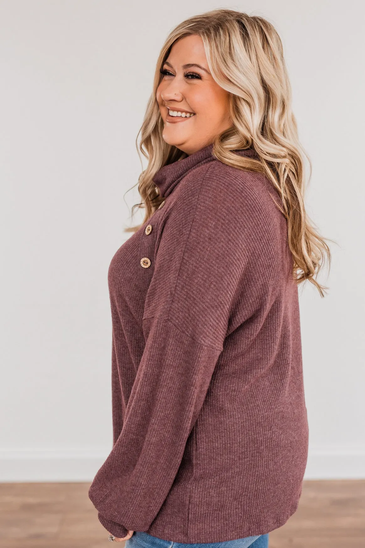 All Night Long Cowl Neck Top- Plum