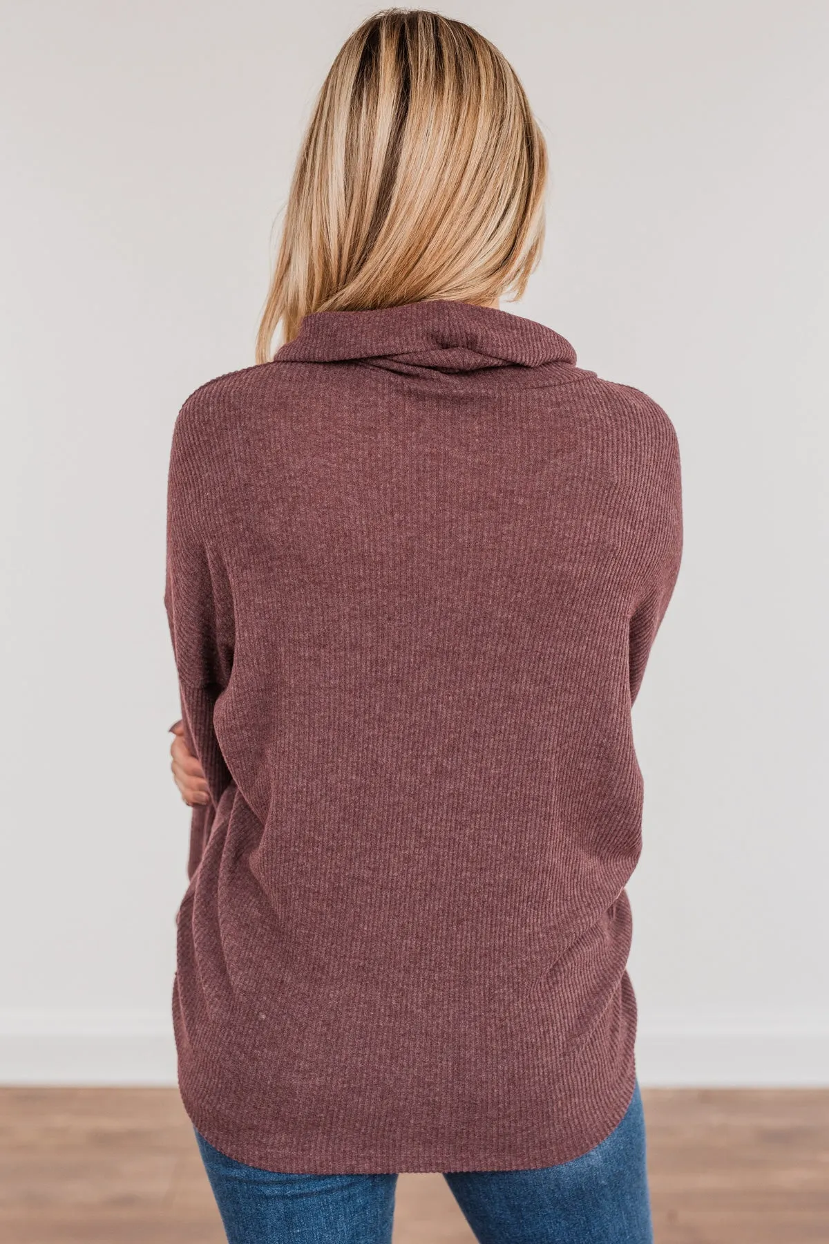 All Night Long Cowl Neck Top- Plum