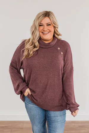 All Night Long Cowl Neck Top- Plum