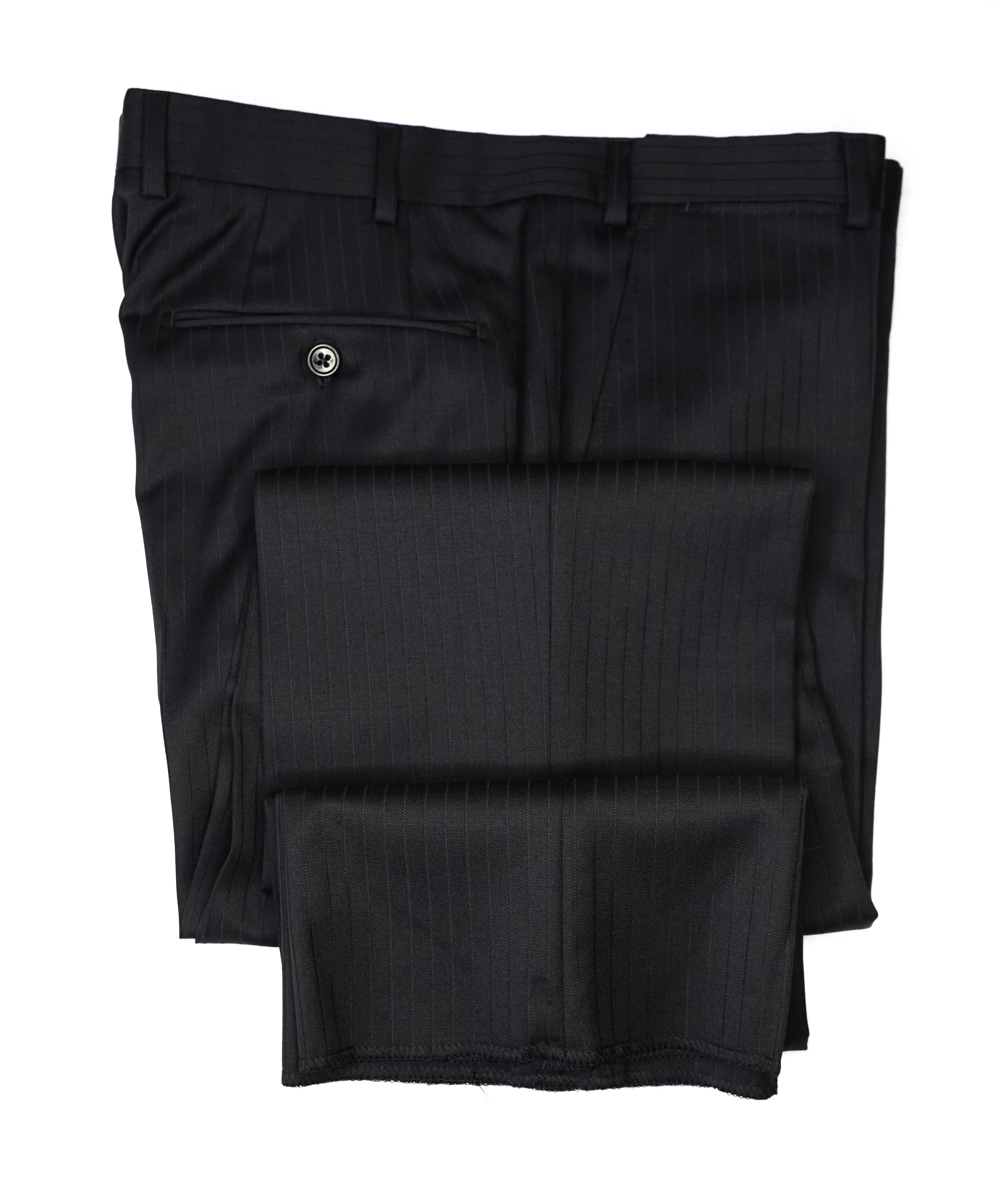 ARMANI COLLEZIONI - Black On Black Sleek Stripe “G Line” Wool Suit - 38R