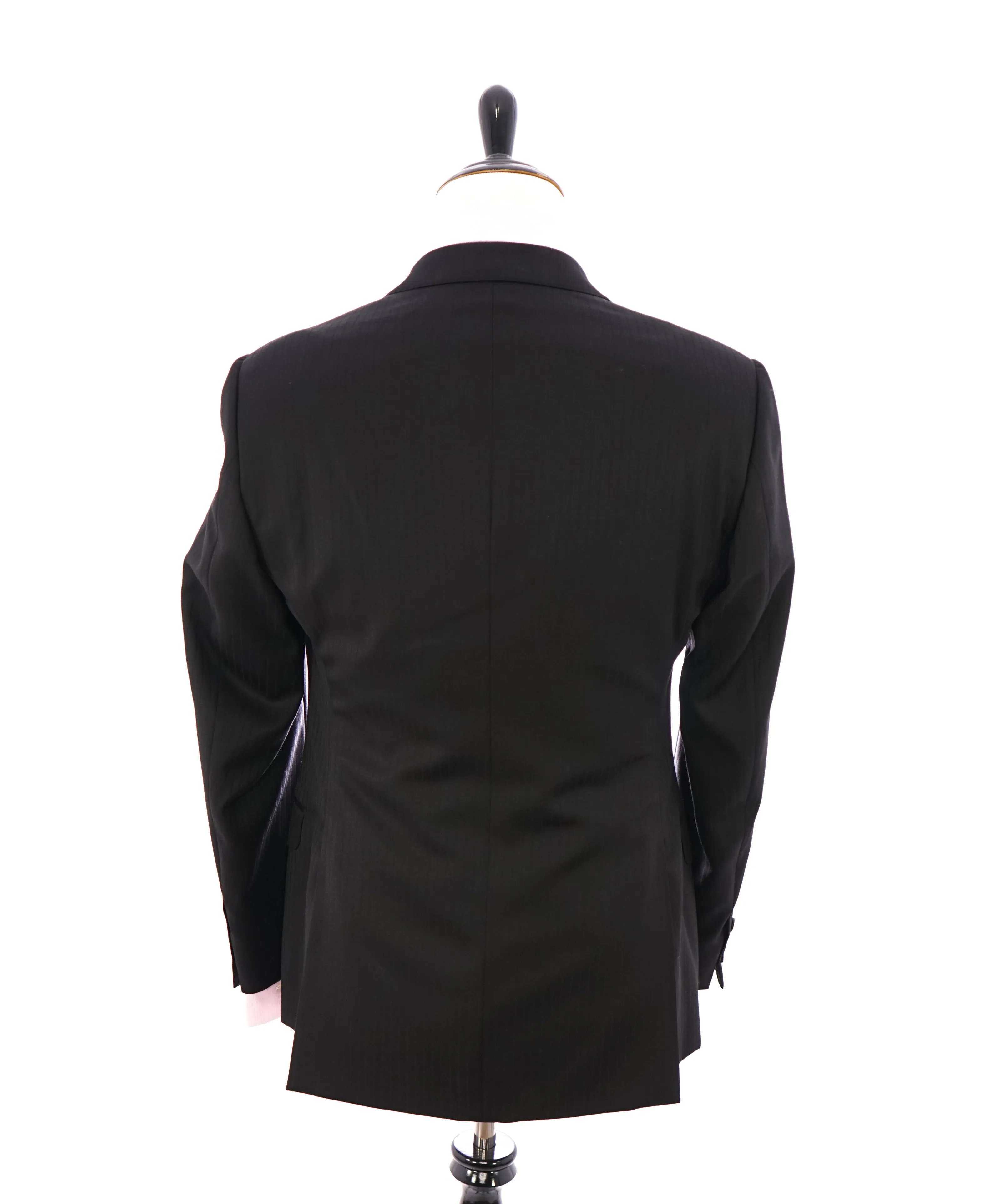 ARMANI COLLEZIONI - Black On Black Sleek Stripe “G Line” Wool Suit - 38R