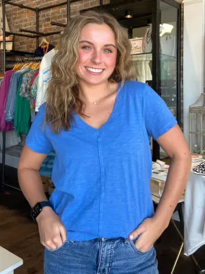 Asher V-Neck Tee Riviera Blue