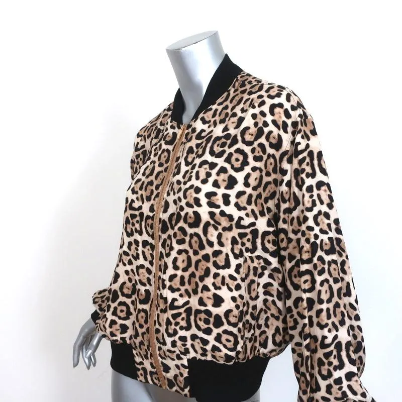 ATM Anthony Thomas Melillo Bomber Jacket Leopard Print Silk Size Large