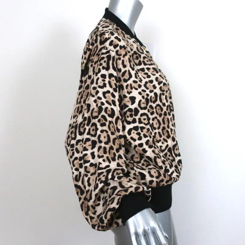 ATM Anthony Thomas Melillo Bomber Jacket Leopard Print Silk Size Large
