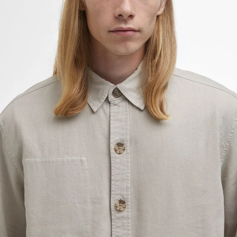 BARBOUR Natural Linen Blend Overshirt in Mist