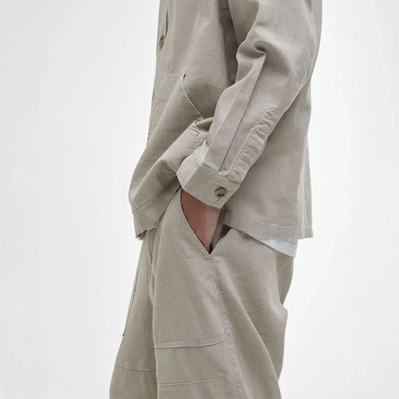BARBOUR Natural Linen Blend Overshirt in Mist