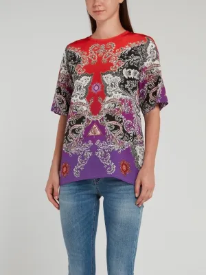 Baroque Print Half Sleeve Shirt