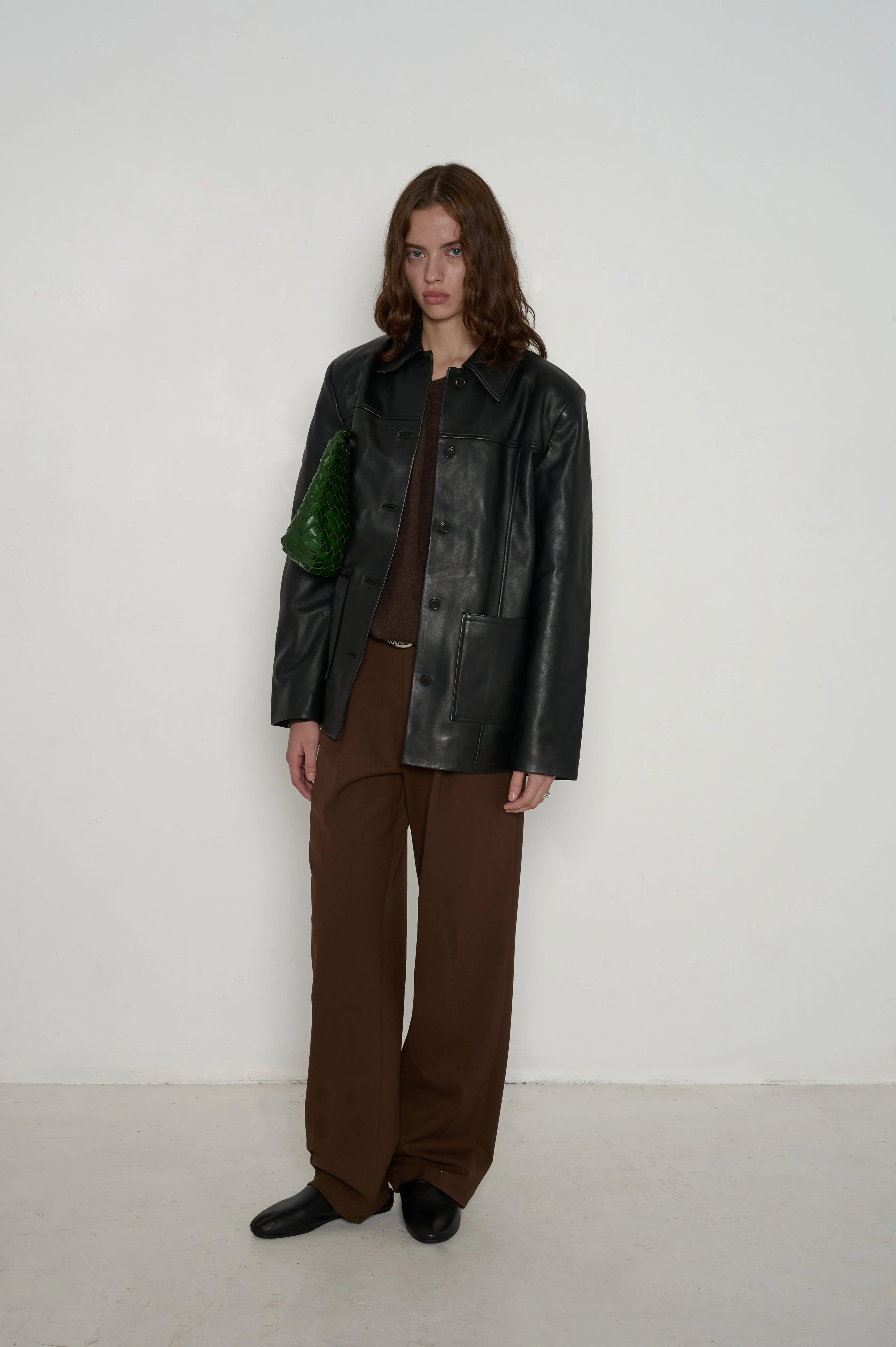 Barry Leather Shirt Jacket Black