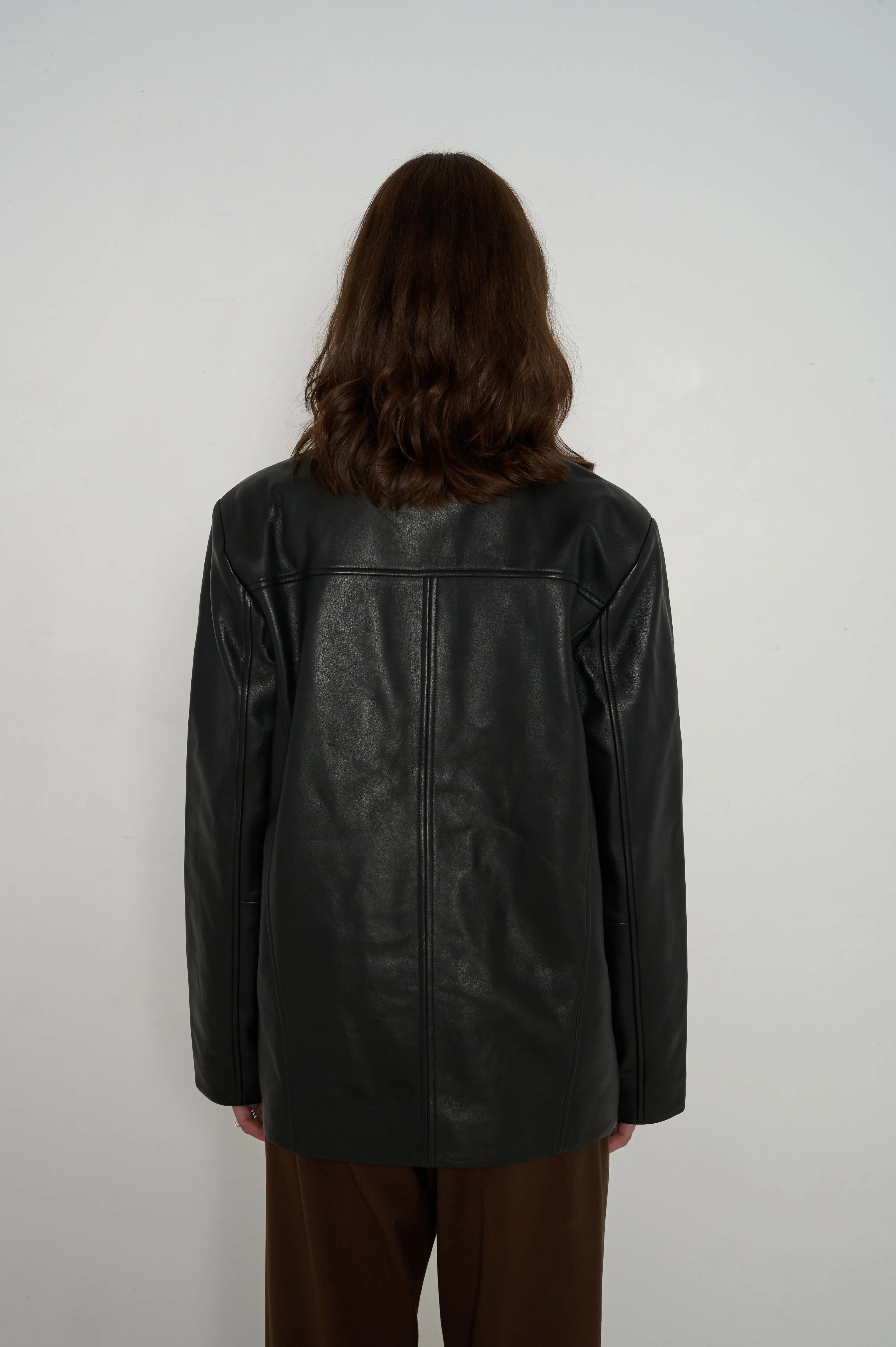 Barry Leather Shirt Jacket Black