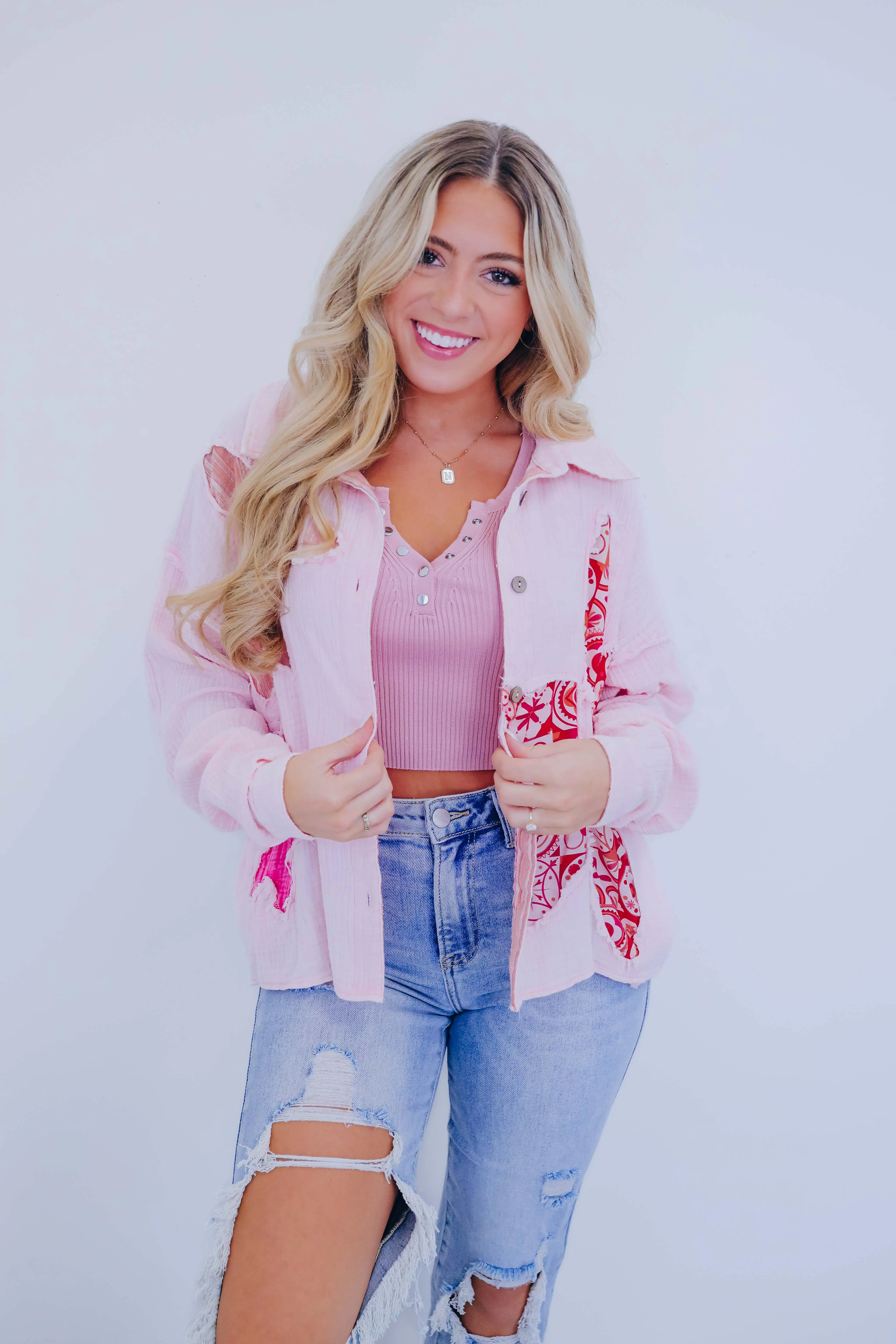 ***Beachy Chic Button Up Shirt By Oli & Hali - 2 Colors SAMPLE