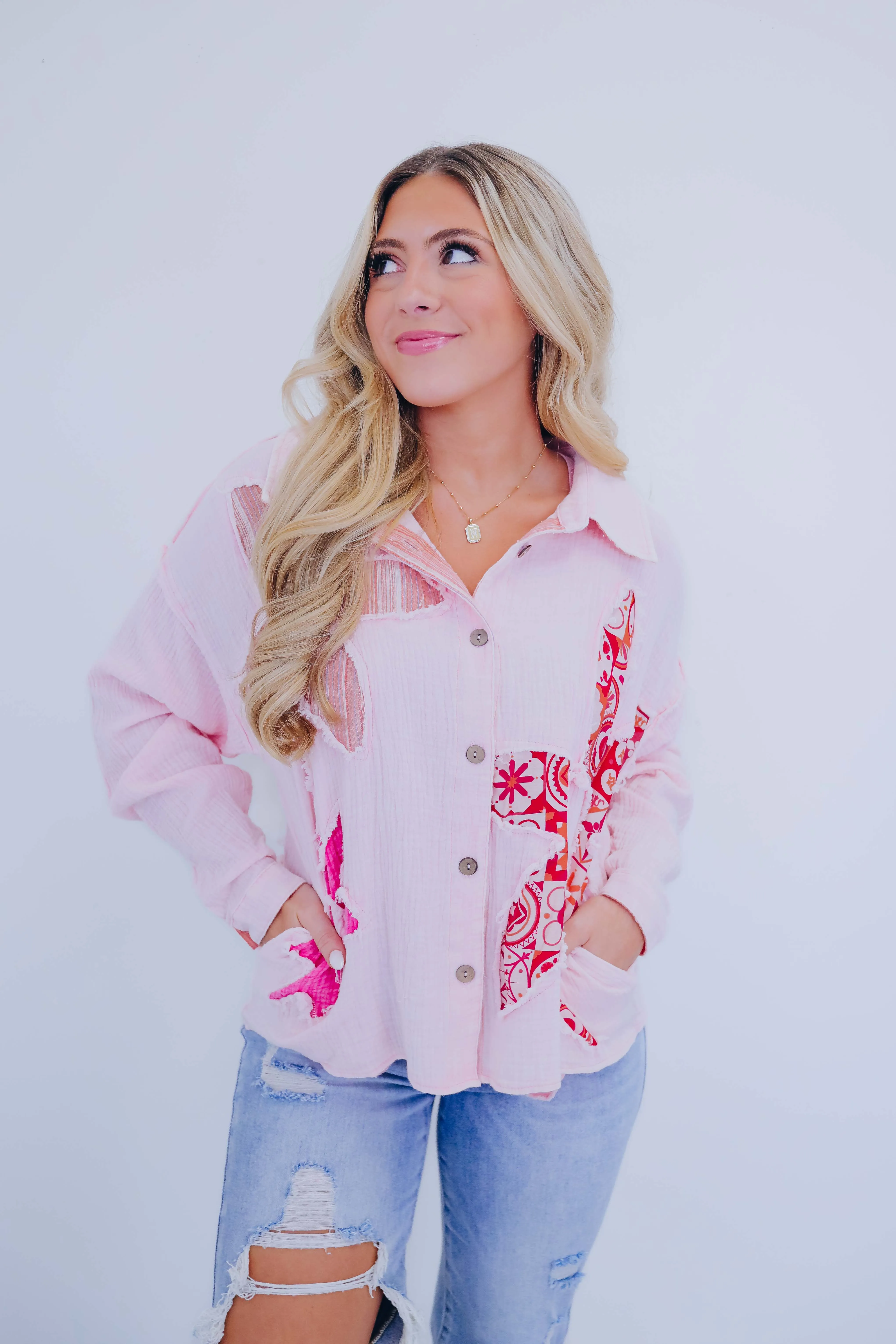 ***Beachy Chic Button Up Shirt By Oli & Hali - 2 Colors SAMPLE