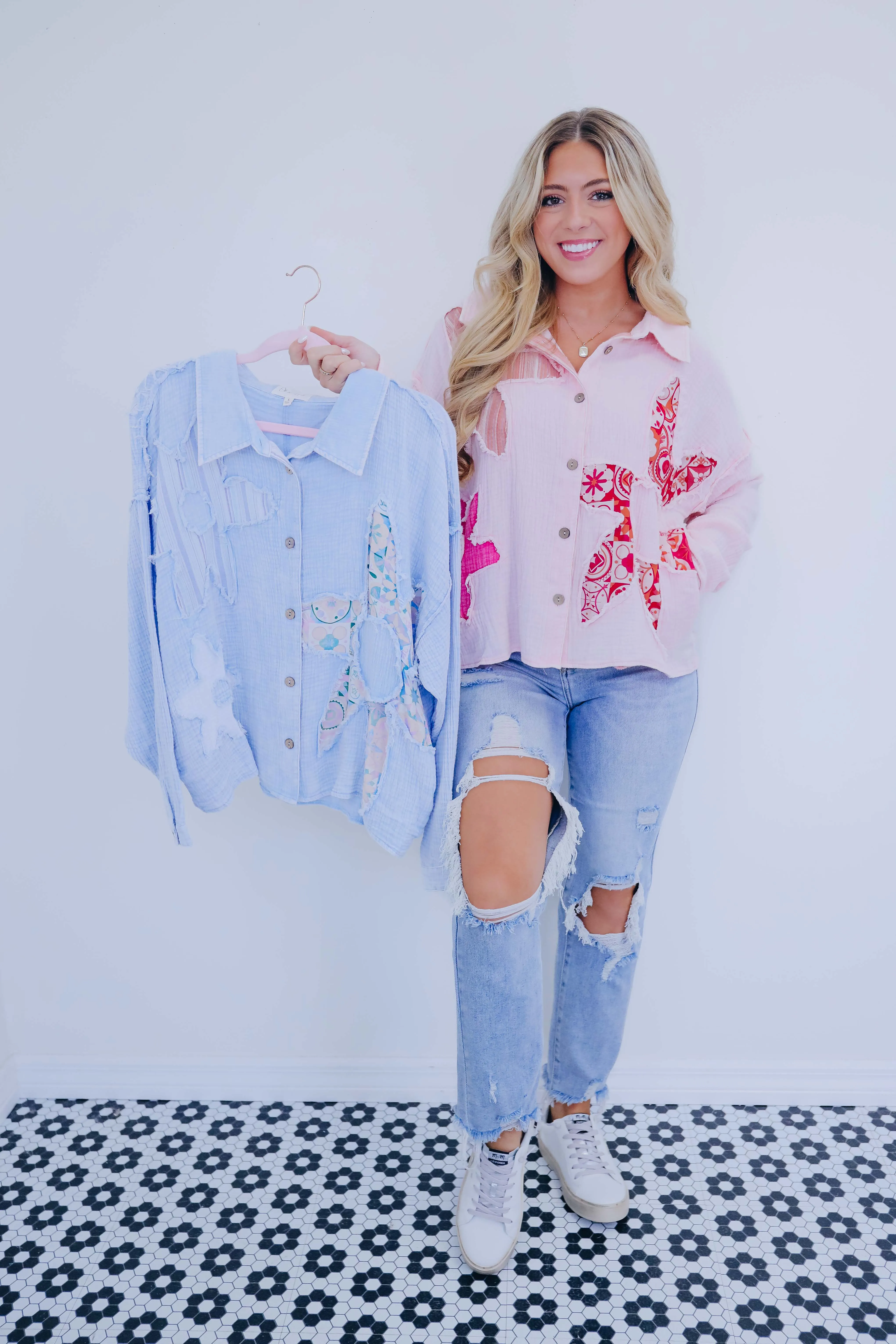 ***Beachy Chic Button Up Shirt By Oli & Hali - 2 Colors SAMPLE