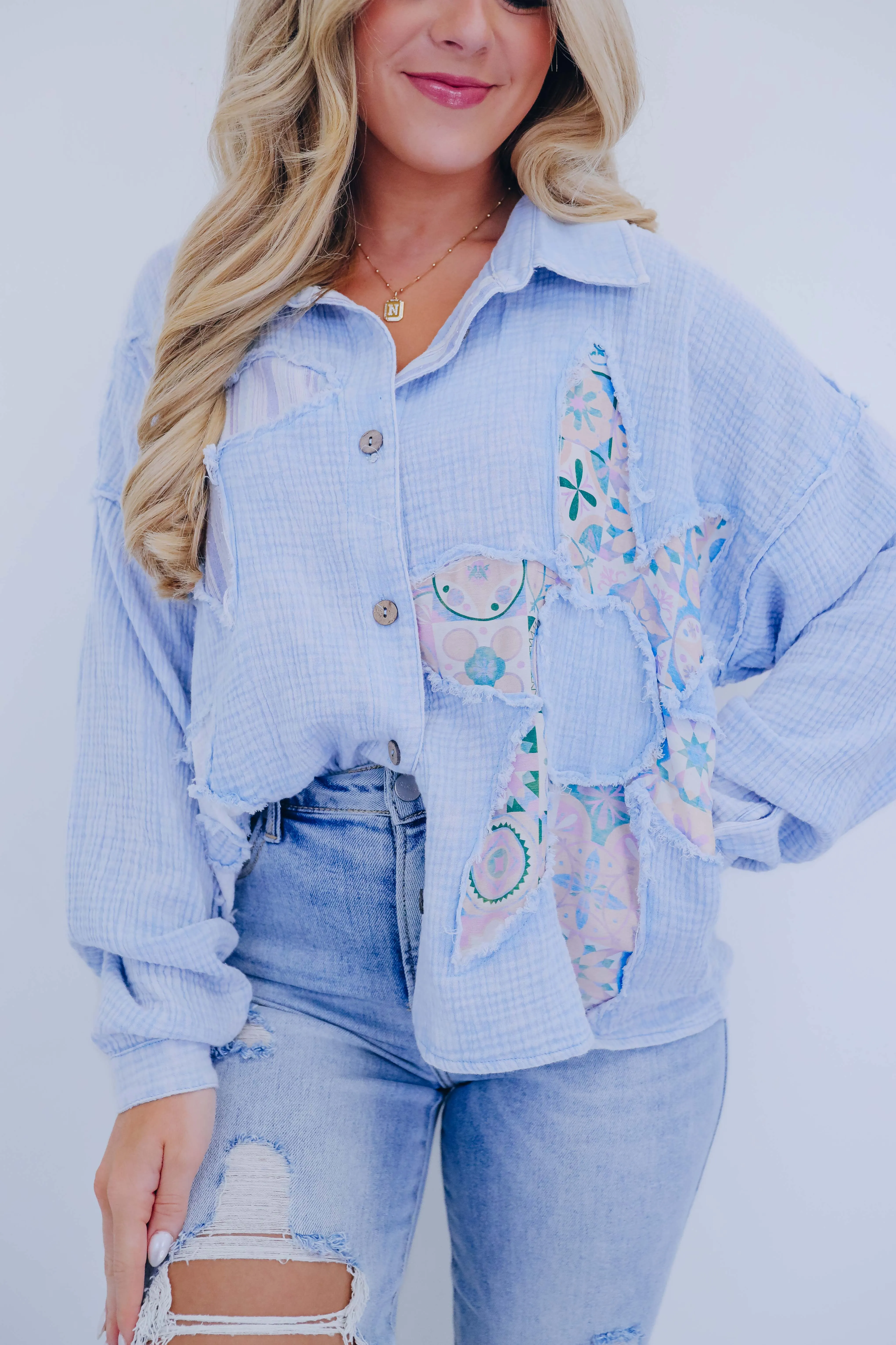 ***Beachy Chic Button Up Shirt By Oli & Hali - 2 Colors SAMPLE
