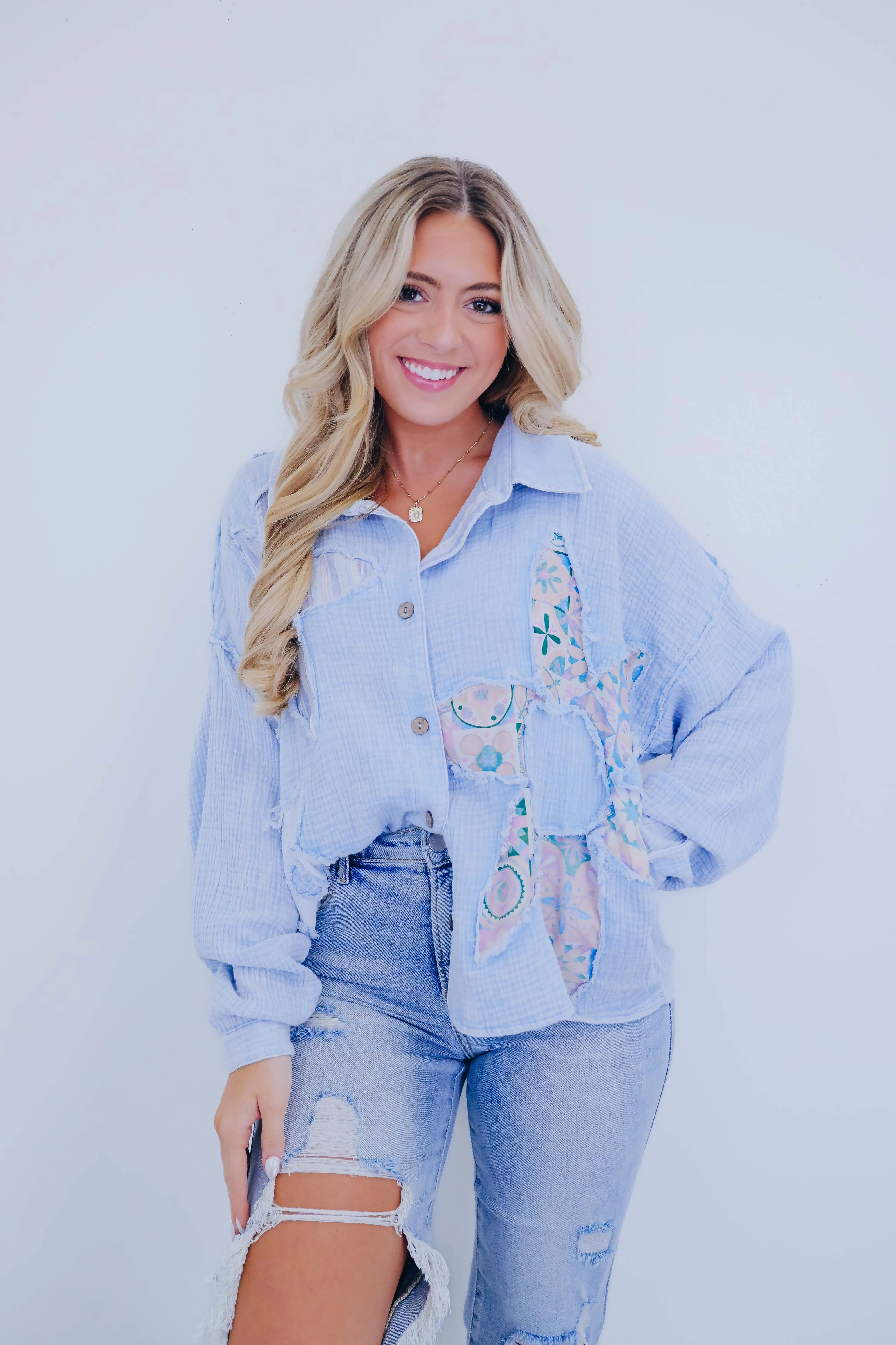 ***Beachy Chic Button Up Shirt By Oli & Hali - 2 Colors SAMPLE