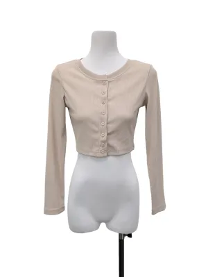 Beige Round Neck Cardigan