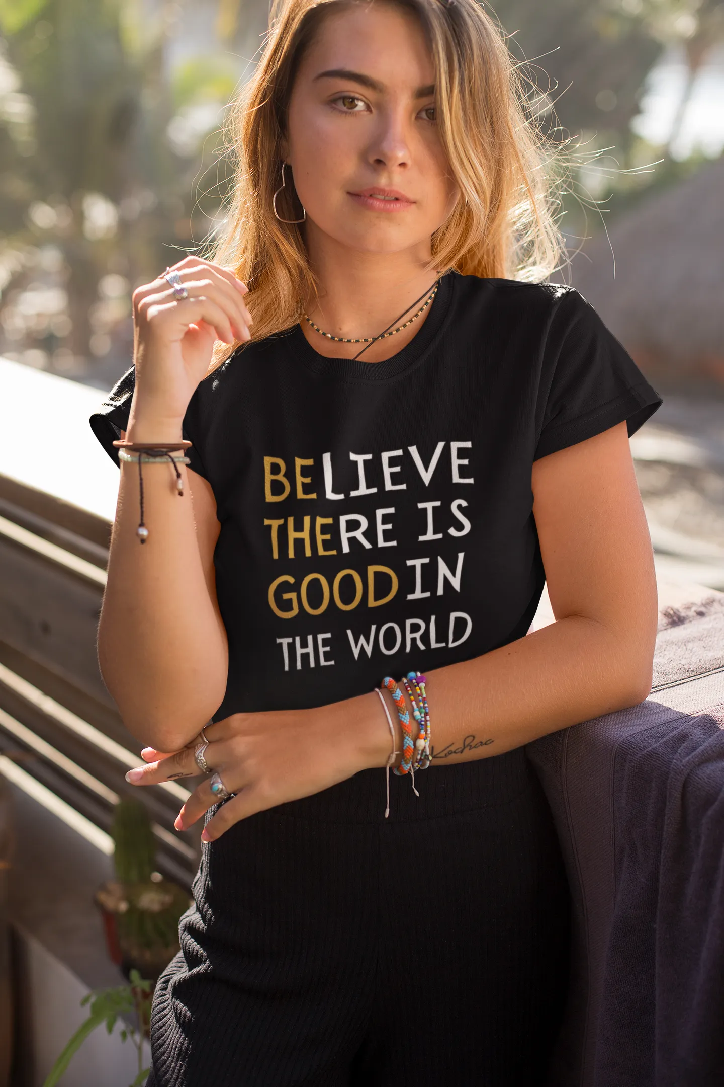 BELIEVE THERE IS GOOD IN THE WORLD Women's short sleeve t-shirt