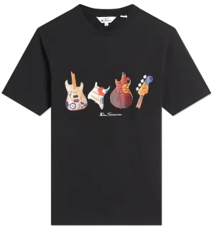 Ben Sherman (0074533IL) Men's Smashed Guitars Tee in Black, 2XL To 5XL