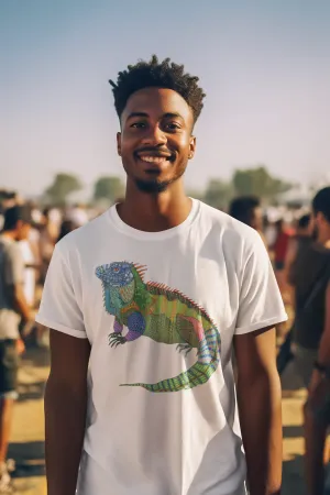 Big Boi Iguana Cotton T-Shirt - Designed by Sadie Rothenberg (White)