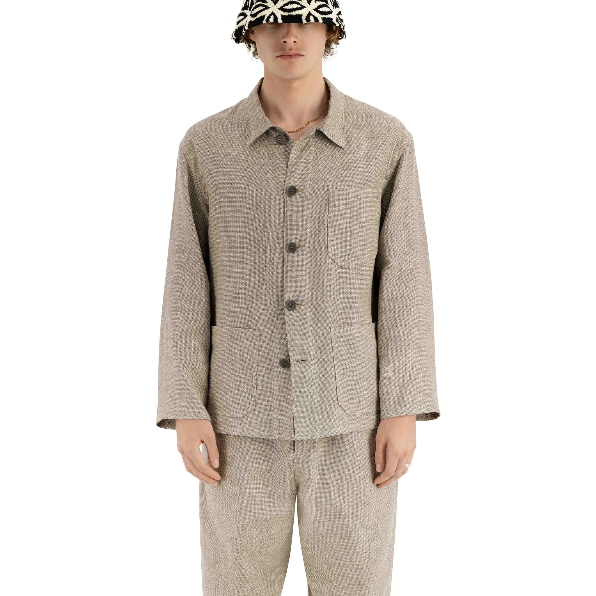 Bill Unlined Workwear Jacket Beige Grey