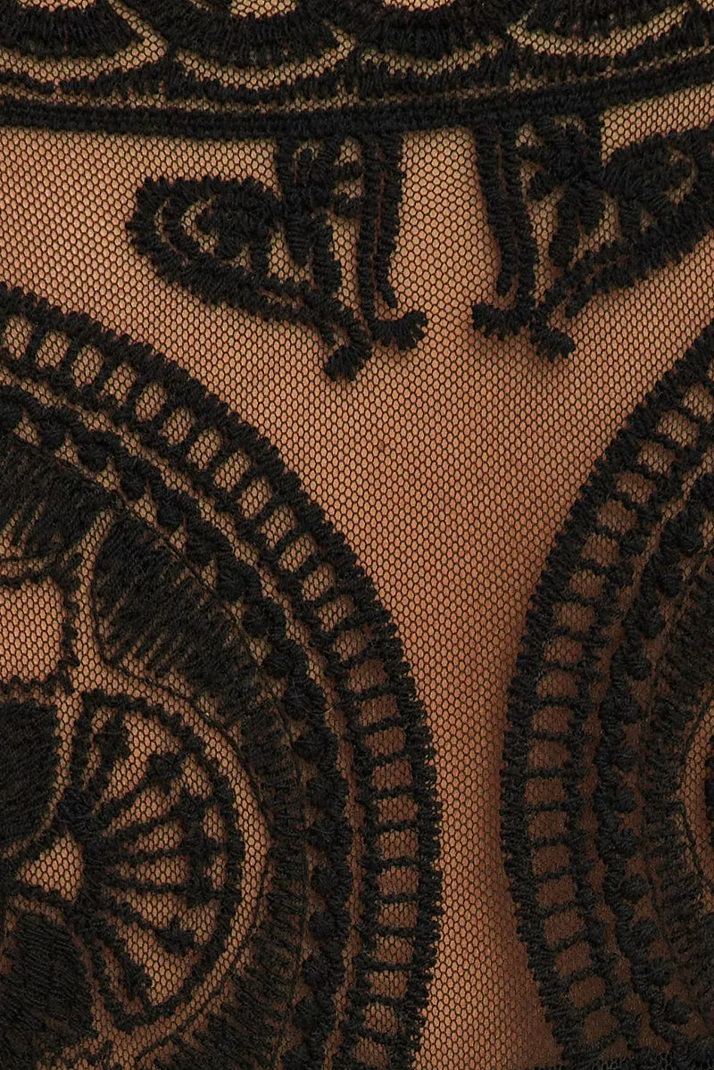 Black Lace Mesh Kimono