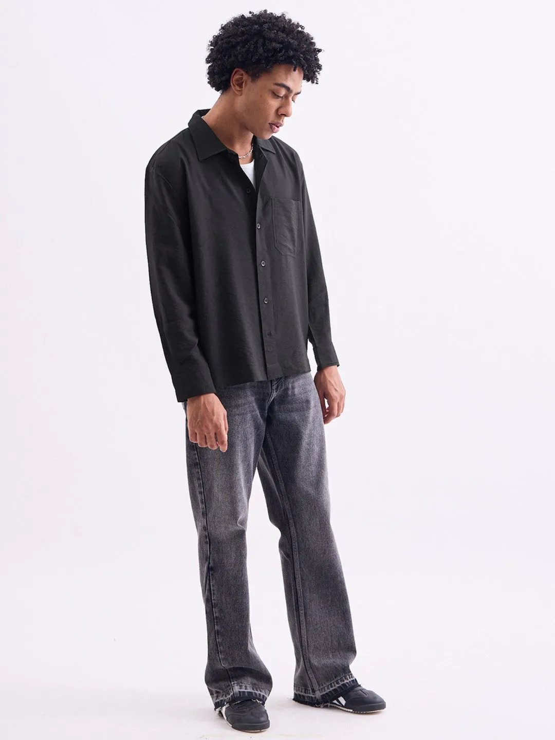 Black Plain Summer Overshirt