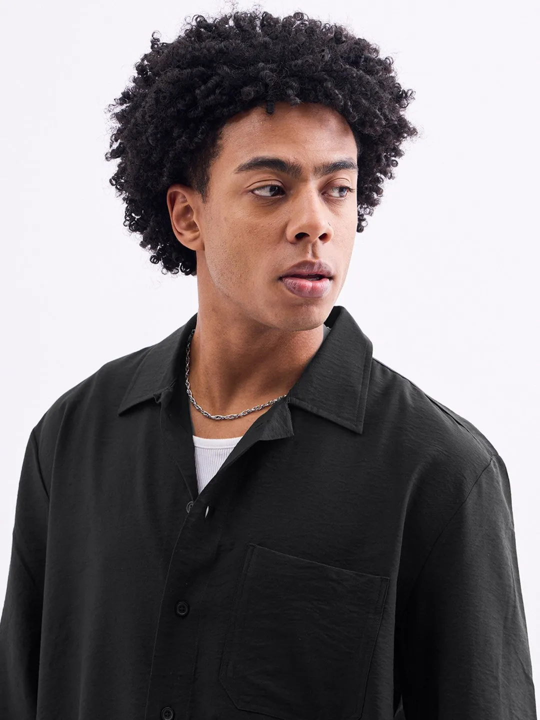 Black Plain Summer Overshirt