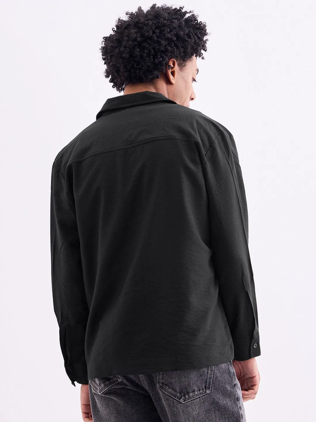 Black Plain Summer Overshirt