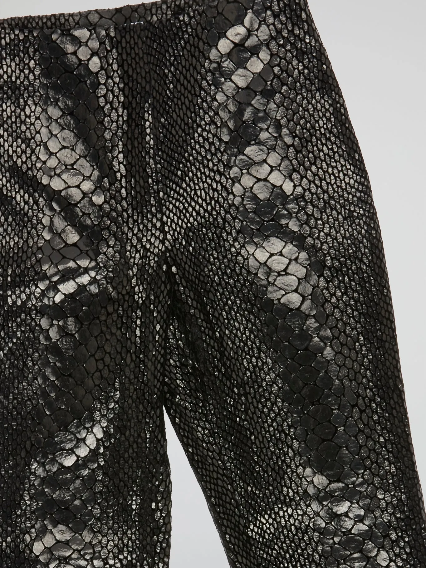 Black Reptilian Leather Pants