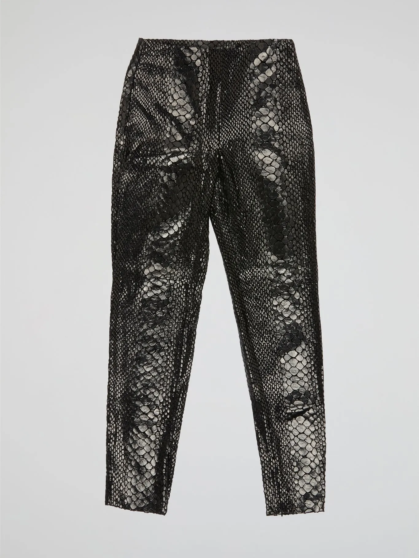 Black Reptilian Leather Pants