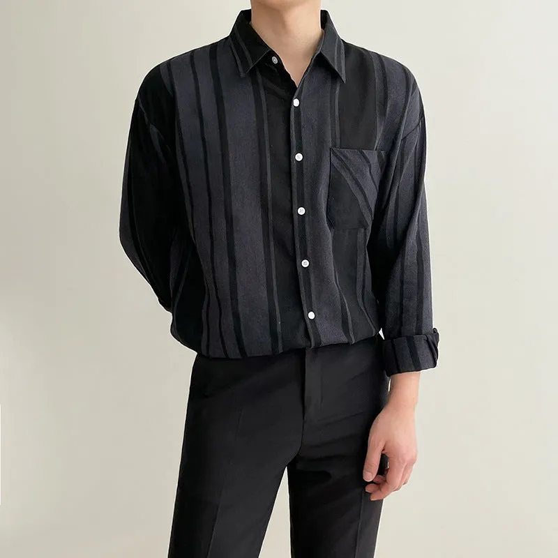 Black Shirt Men's Long-sleeved Jacket Casual Shirt